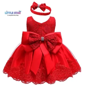 Red bow party frock