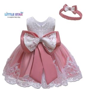 Dusty pink bow party frock