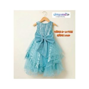 Sky blue bow design frock